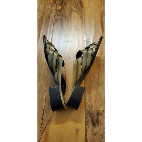 BALLY Camo Green leather slippers 7. Designer. Woven. Comfy. Stylish - Picture 10 of 12